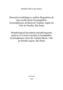 Lissamphibia, Gymnophiona), Da Bacia De Taubaté, Região Do Vale Do Paraíba, São Paulo