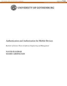 Authentication and Authorization for Mobile Devices