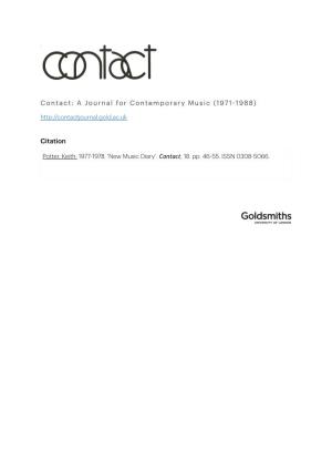Contact: a Journal for Contemporary Music (1971-1988) Citation
