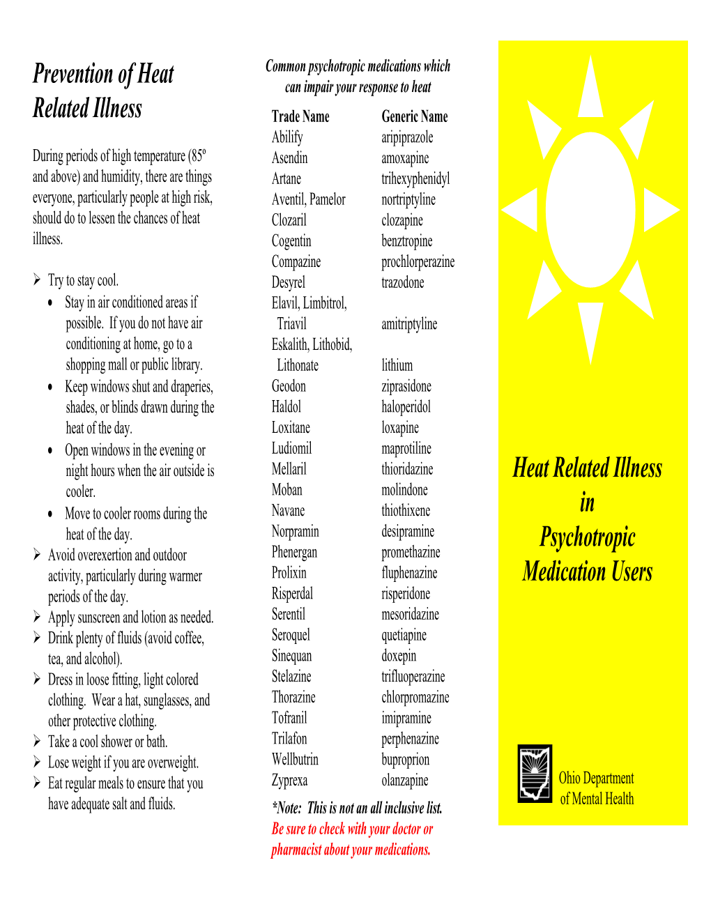 Heat Related Illness in Psychotropic Medication Users