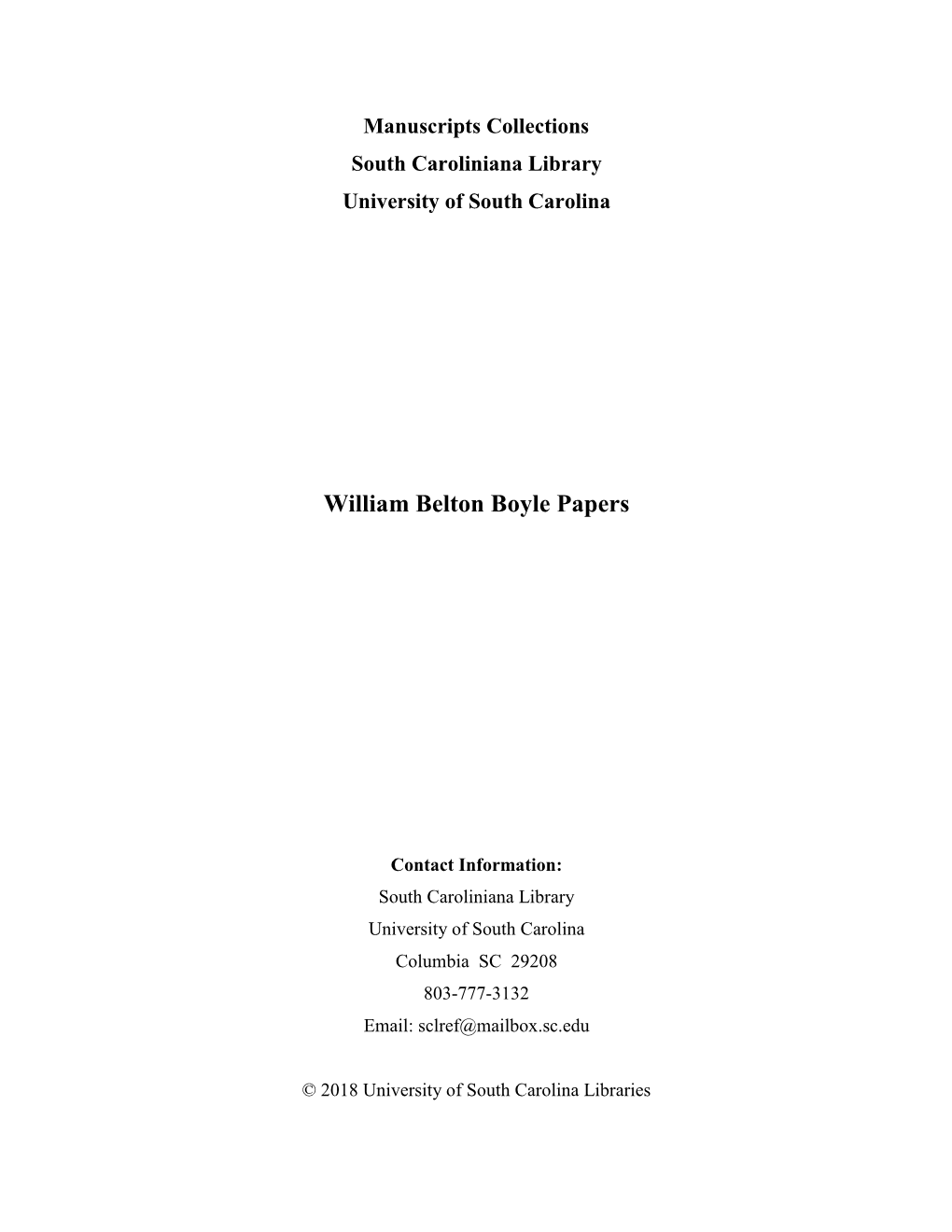 William Belton Boyle Papers