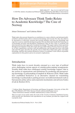 How Do Advocacy Think Tanks Relate to Academic Knowledge? the Case of Norway