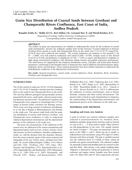Grain Size Distribution of Coastal Sands Between Gosthani and Champavathi Rivers Confluence, East Coast of India, Andhra Prades