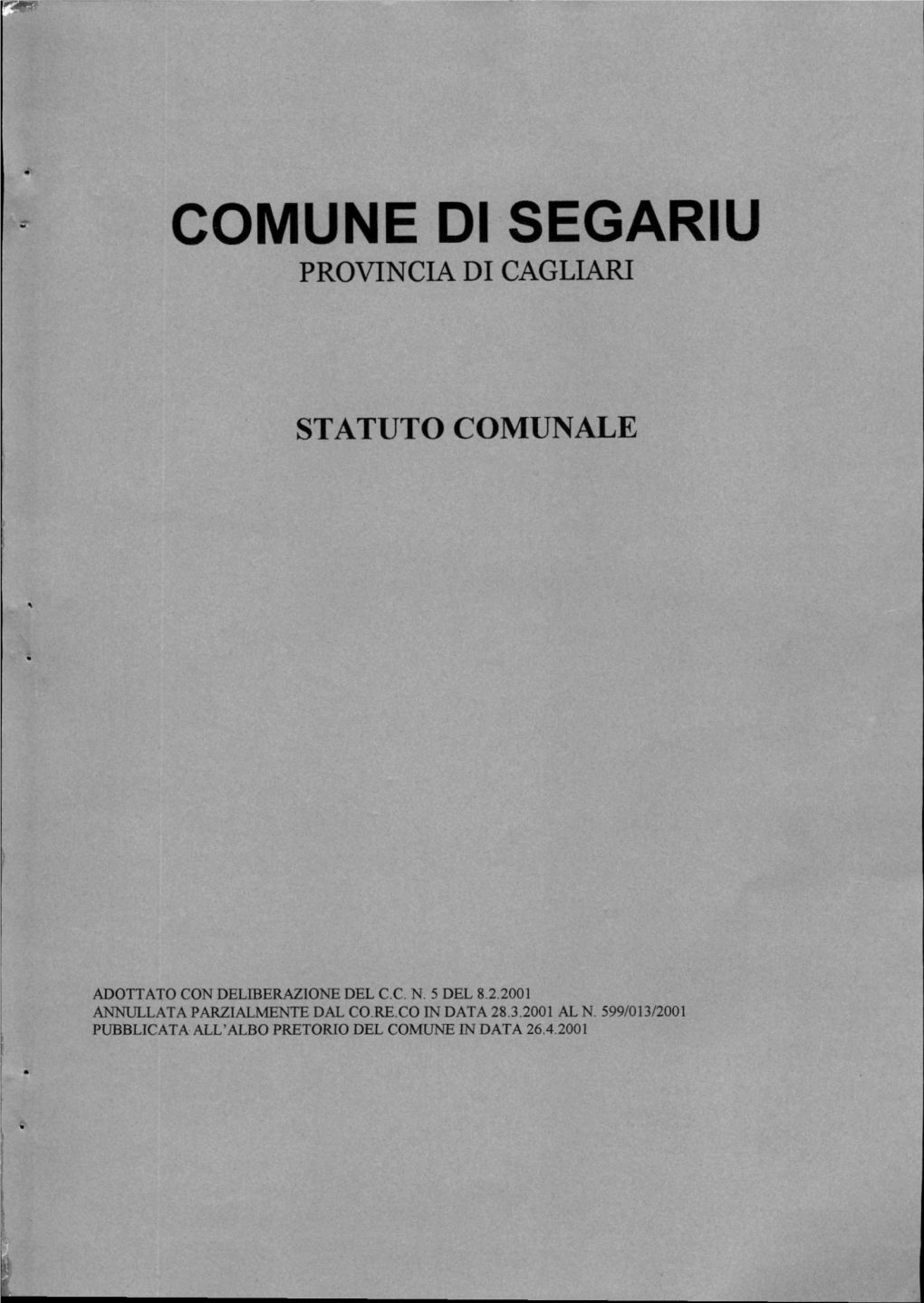 Comune Di Segariu Provincia Di Cagliari