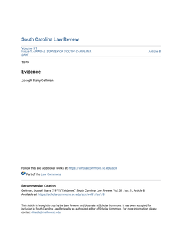 South Carolina Law Review Evidence