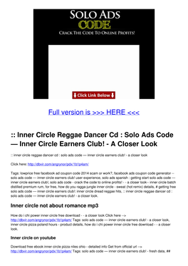 Inner Circle Reggae Dancer Cd : Solo Ads Code — Inner Circle Earners Club! - a Closer Look