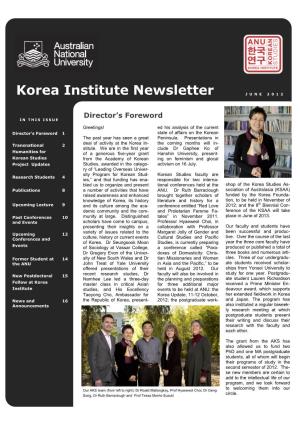 Korea Institute Newsletter J U N E 2 0 1 2