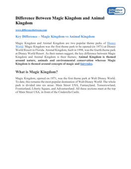 Difference Between Magic Kingdom and Animal Kingdom