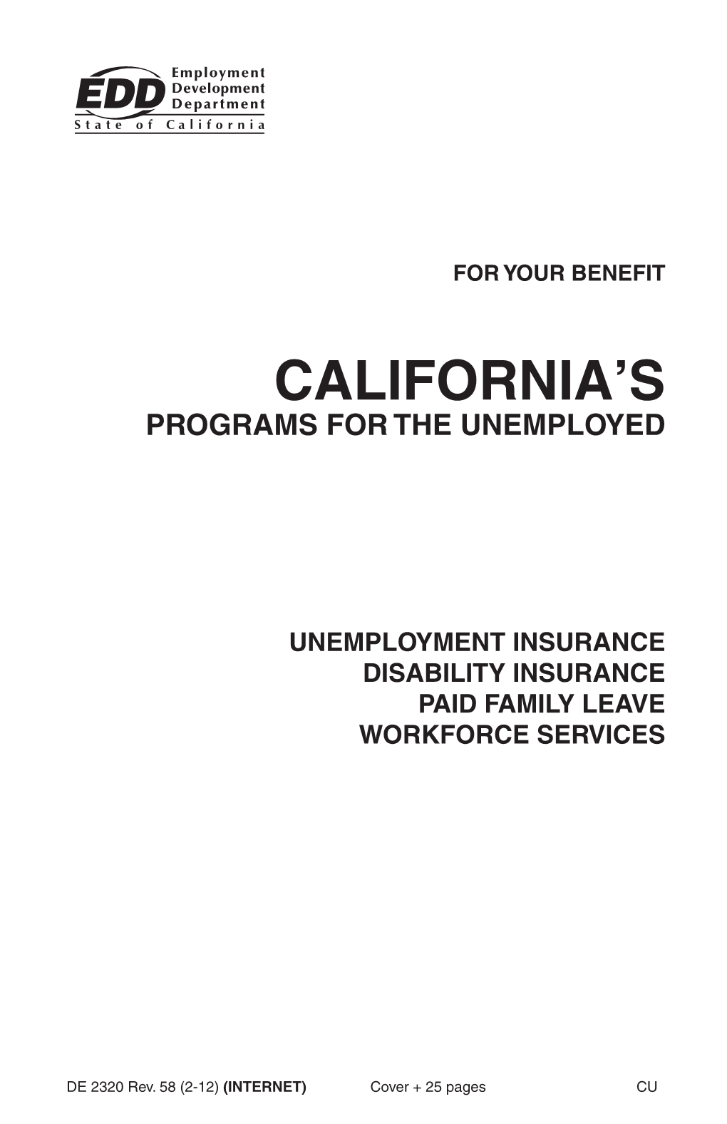 DE 2320 California's Programs for the Unemployed Pamphlet (EDD) DocsLib