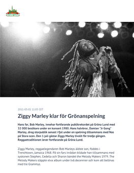 Ziggy Marley Klar För Grönanspelning