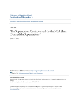 The Superstation Controversy: Has the NBA Slam Dunked the Superstations?, 11 U