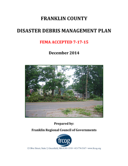 Franklin County Disaster Debris Management Plan I December 2014