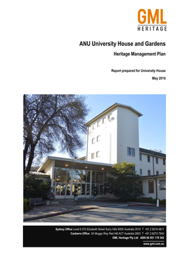 ANU University House and Gardens Heritage Management Plan