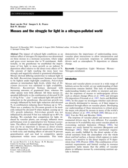 Mosses and the Struggle for Light in a Nitrogen-Polluted World