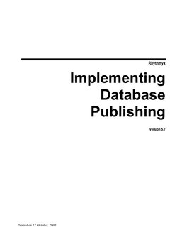 Implementing Database Publishing in Rhythmyx