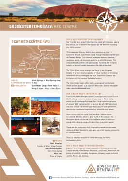 Suggested Itinerary – Central Australia | 7 Day