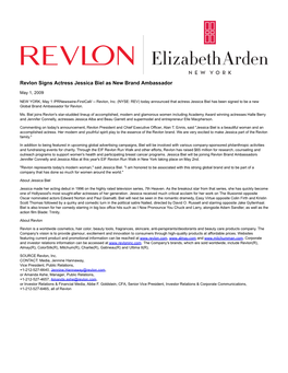 Revlon Signs Actress Jessica Biel As New Brand Ambassador