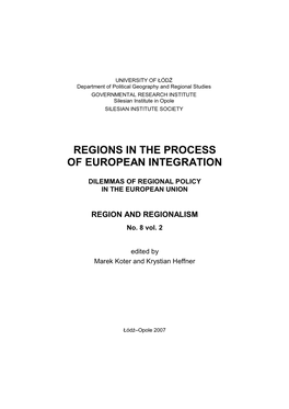 Regions in the Process of European Integration