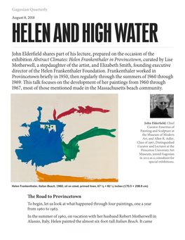 John Elderfield Shares Part of His Lecture, Prepared on the Occasion of the Exhibition Abstract Climates: Helen Frankenthaler In