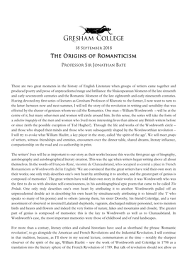 The Origins of Romanticism