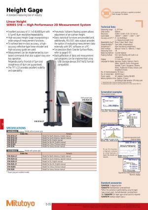 Height Gage an Inspection Certificate Is Supplied As Standard