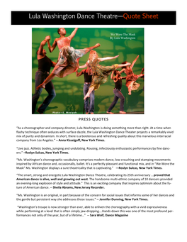 Lula Washington Dance Theatre—Quote Sheet