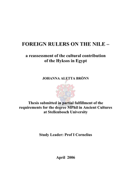 Foreign Rulers on the Nile –