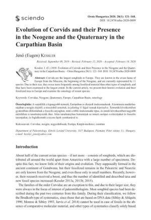 Evolution of Corvids and Their Presence in the Neogene and the Quaternary in the Carpathian Basin