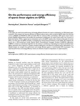 On the Performance and Energy Efficiency of Sparse Linear Algebra on Gpus