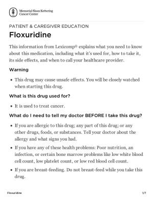 Floxuridine | Memorial Sloan Kettering Cancer Center