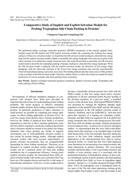 Comparative Study of Implicit and Explicit Solvation Models for Probing Tryptophan Side Chain Packing in Proteins†