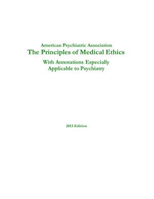 American Psychiatric Association the Principles of Medical Ethics