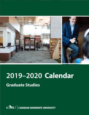 2019–2020 Calendar Graduate Studies