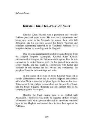 Khushal Khan Khattak and Swat