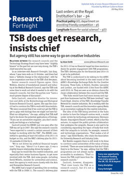 TSB Does Get Research, Insists Chief but Agency Still Has Some Way to Go on Creative Industries