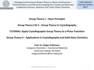 Group Theory 1 – Basic Principles