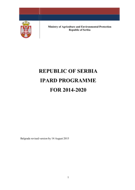 Republic of Serbia Ipard Programme for 2014-2020