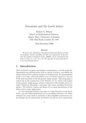 Octonions and the Leech Lattice