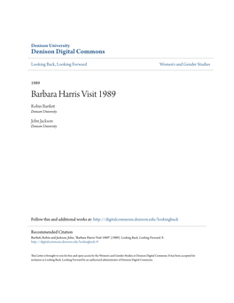 Barbara Harris Visit 1989 Robin Bartlett Denison University