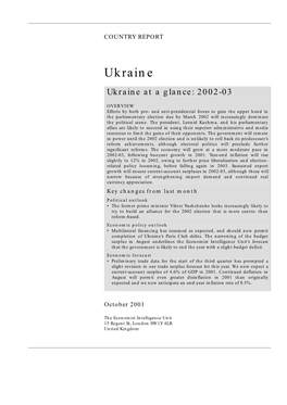 Ukraine Ukraine at a Glance: 2002-03