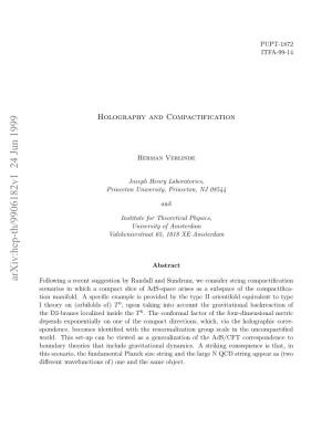 Holography and Compactification