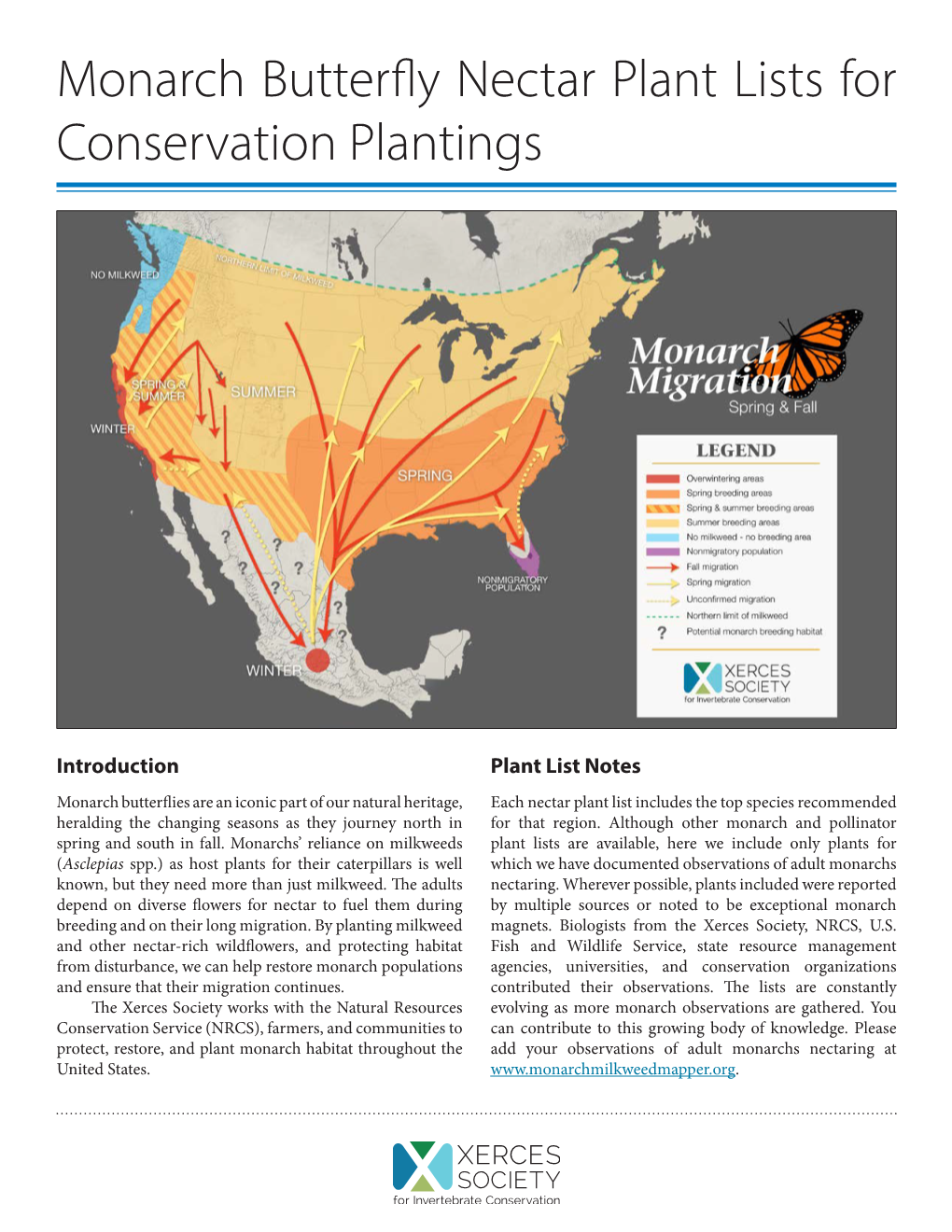 Monarch Butterfly Nectar Plant Lists for Conservation Plantings