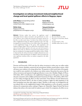 Investigation on Railway Investment-Induced Neighborhood Change and Local Spatial Spillover Effects in Nagoya, Japan