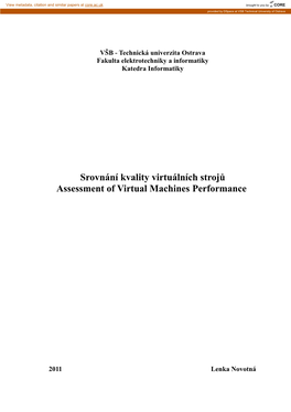 Srovnání Kvality Virtuálních Strojů Assessment of Virtual Machines Performance