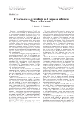 Lymphangioleiomyomatosis and Tuberous Sclerosis: Where Is the Border?