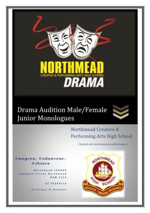 Drama Audition Male/Female Junior Monologues