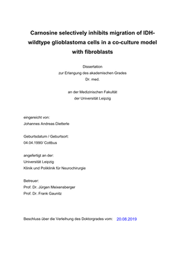 Wildtype Glioblastoma Cells in a Co-Culture Model with Fibroblasts