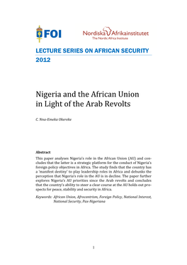 Nigeria and the African Union in Light of the Arab Revolts