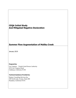 CEQA Initial Study and Mitigated Negative Declaration Summer Flow