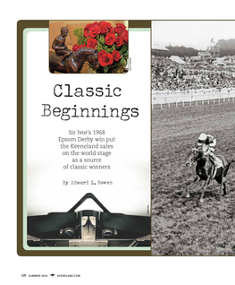 Sir Ivor's 1968 Epsom Derby Win Put the Keeneland Sales on the World Stage As a Source of Classic Winners